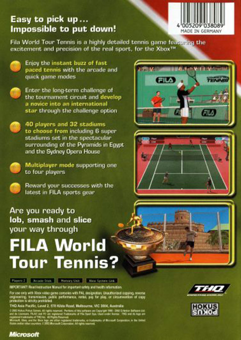 Fila World Tour Tennis — box-2D-back (AU)
