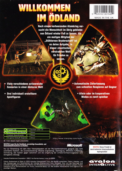 Fallout - Brotherhood Of Steel — box-2D-back (DE)