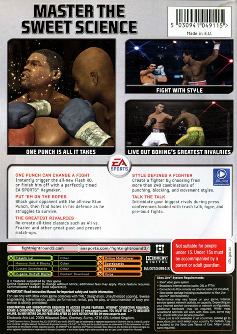 Fight Night - Round 3 — box-2D-back (AU)