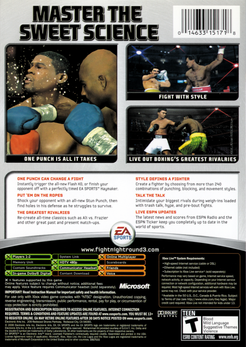 Fight Night - Round 3 — box-2D-back (US)