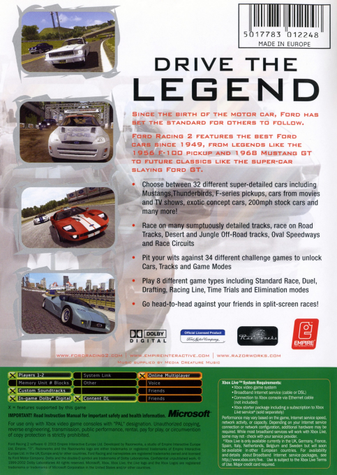 Ford Racing 2 — box-2D-back (EU)