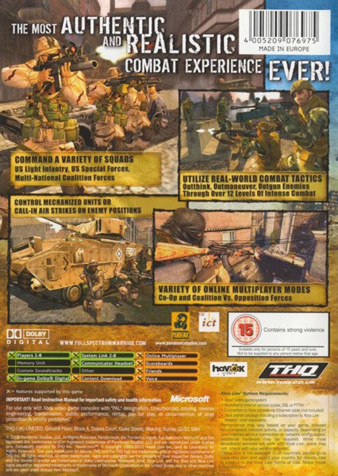 Full Spectrum Warrior - Ten Hammers — box-2D-back (UK)