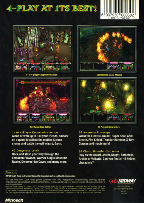 Gauntlet - Dark Legacy — box-2D-back (UK)