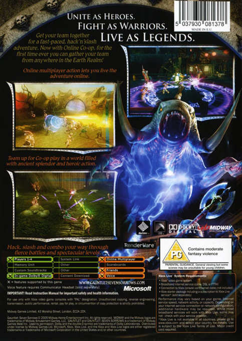 Gauntlet - Seven Sorrows — box-2D-back (AU)
