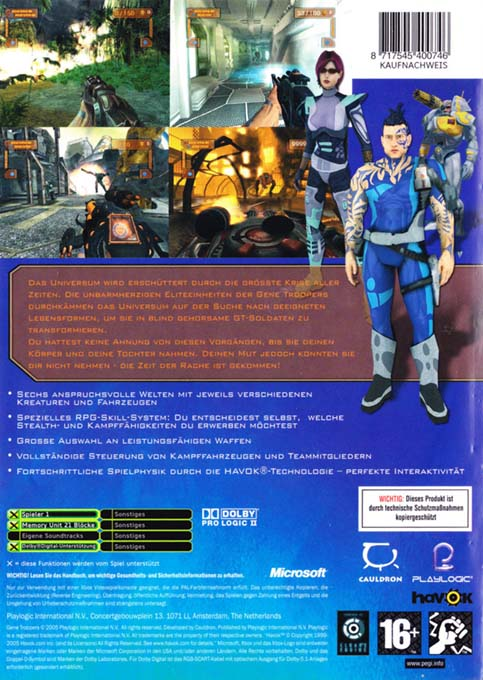 Gene Troopers — box-2D-back (DE)