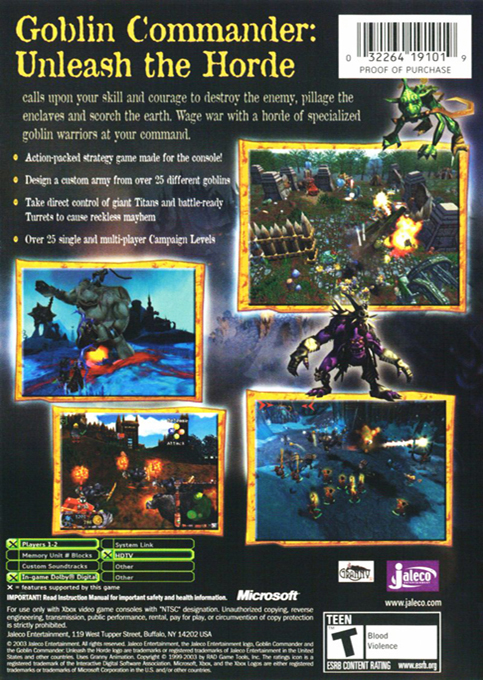 Goblin Commander - Unleash The Horde — box-2D-back (US)