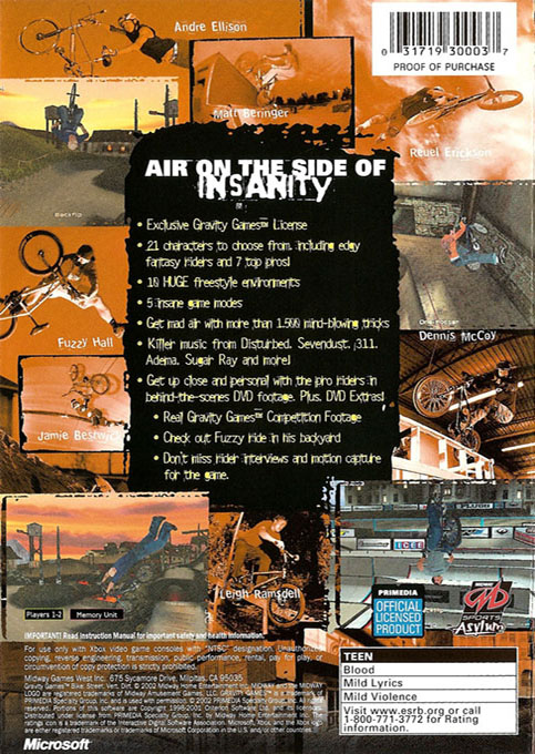 Gravity Games - Bike Street, Vert, Dirt — box-2D-back (US)
