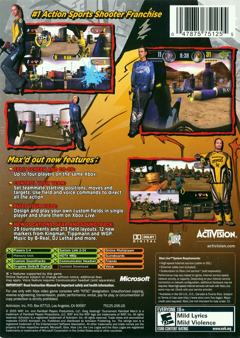 Greg Hasting's Tournament Paintball Max'd — box-2D-back (US)