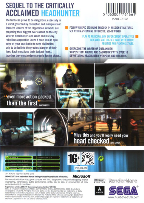 Headhunter - Redemption — box-2D-back (EU)