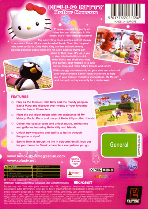 Hello Kitty - Roller Rescue — box-2D-back (AU)