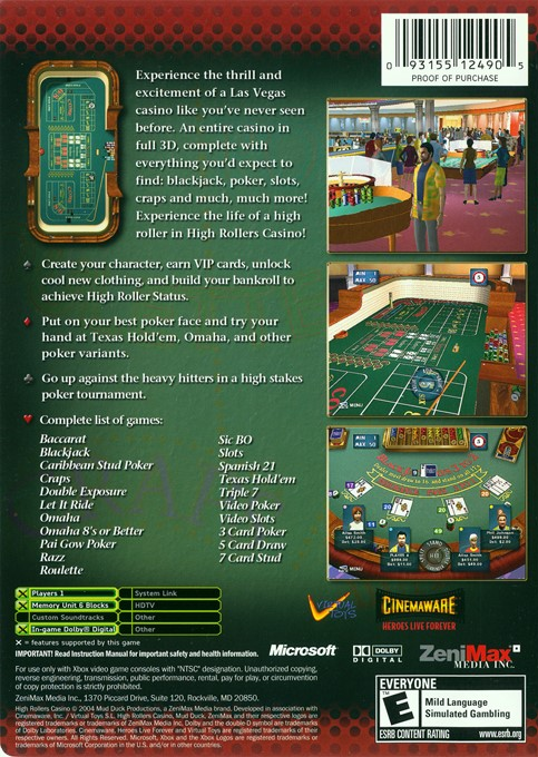 High Rollers Casino — box-2D-back (US)