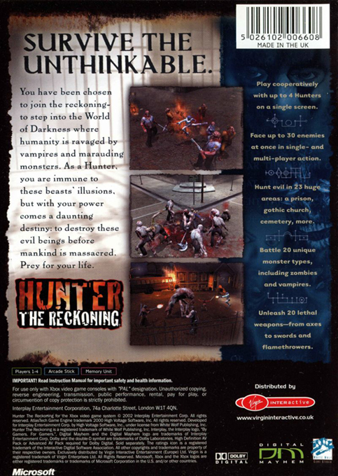 Hunter - The Reckoning — box-2D-back (UK)
