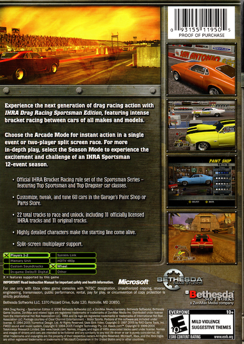 IHRA Drag Racing - Sportsman Edition — box-2D-back (US)