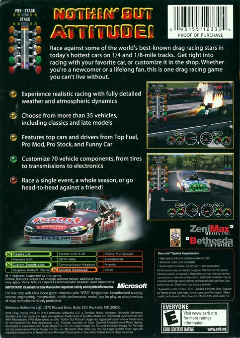 IHRA Drag Racing 2004 — box-2D-back (US)