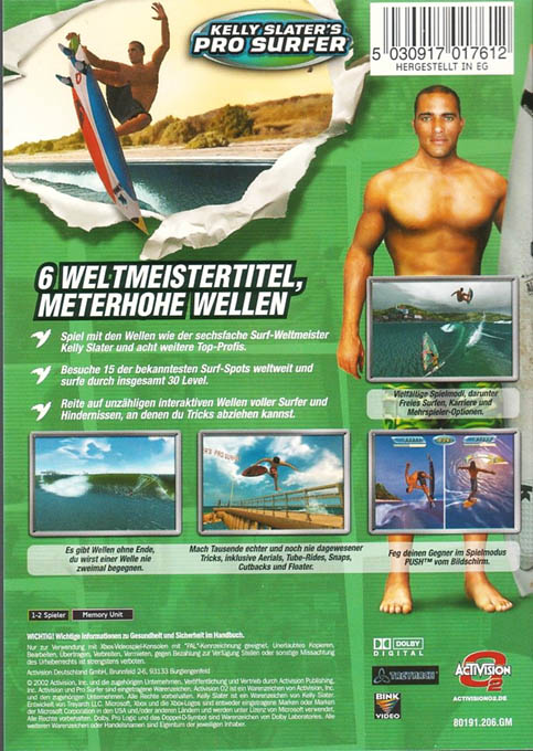 Kelly Slater's Pro Surfer — box-2D-back (DE)