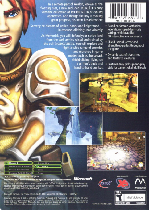 Memorick - The Apprentice Knight — box-2D-back (US)