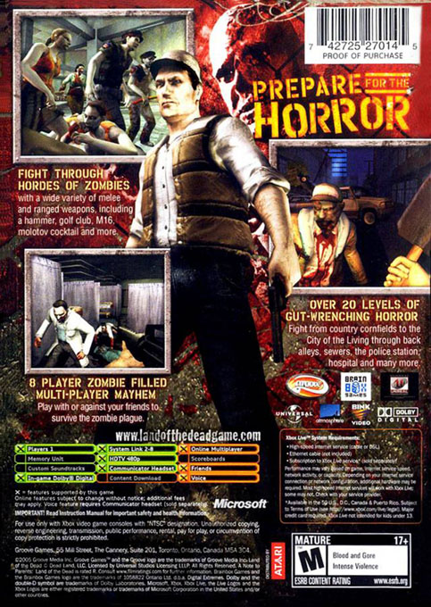 Land Of The Dead - Road To Fiddler's Green — box-2D-back (US)