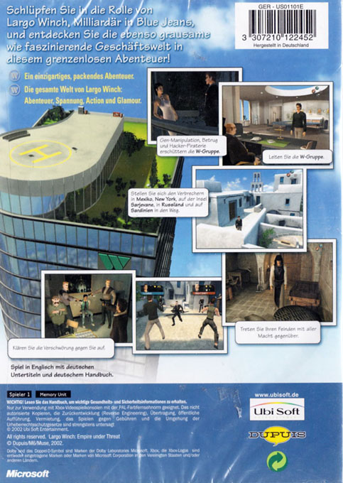 Largo Winch - Empire Under Threat — box-2D-back (DE)