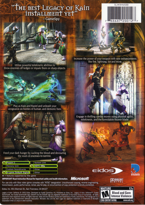 Legacy Of Kain - Defiance — box-2D-back (US)