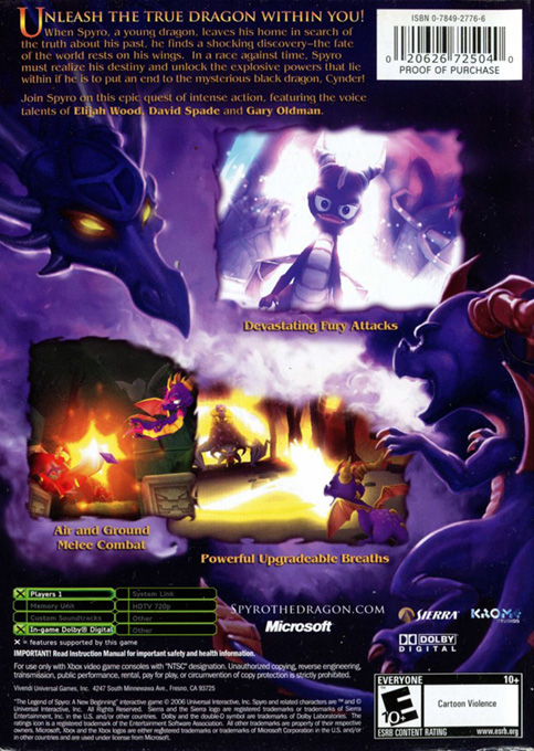 Legend Of Spyro, The - A New Beginning — box-2D-back (US)