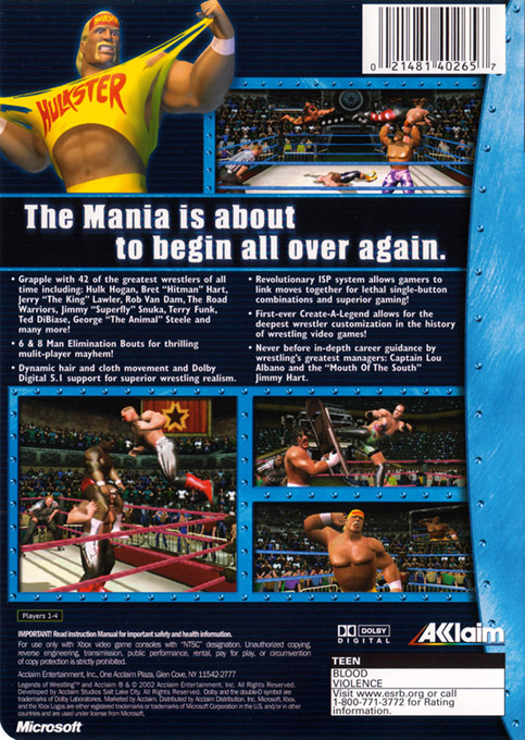 Legends Of Wrestling — box-2D-back (US)