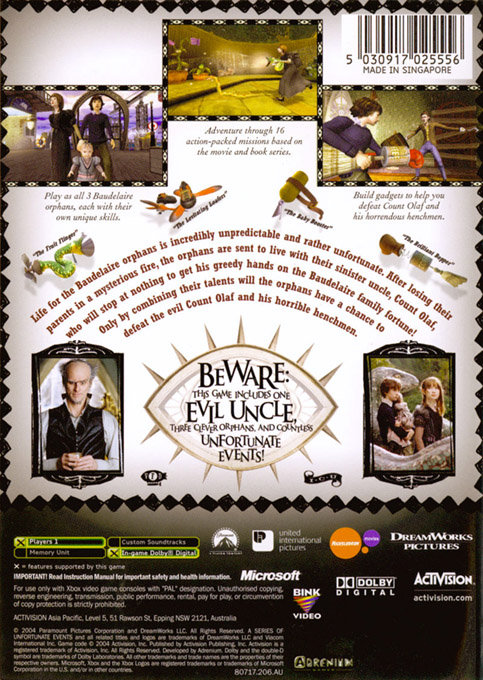 Lemony Snicket's A Series Of Unfortunate Events — box-2D-back (AU)