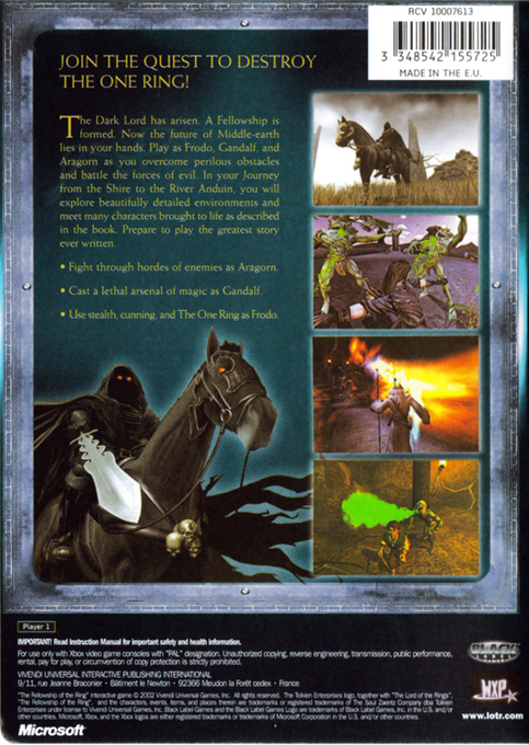 Lord Of The Rings, The - The Fellowship Of The Ring — box-2D-back (EU)