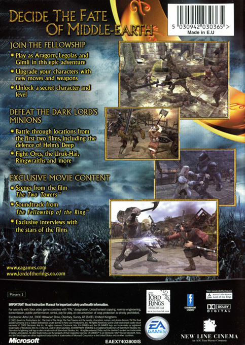 Lord Of The Rings, The - The Two Towers — box-2D-back (AU)