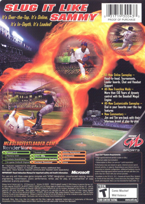 Mlb Slugfest Loaded — box-2D-back (US)