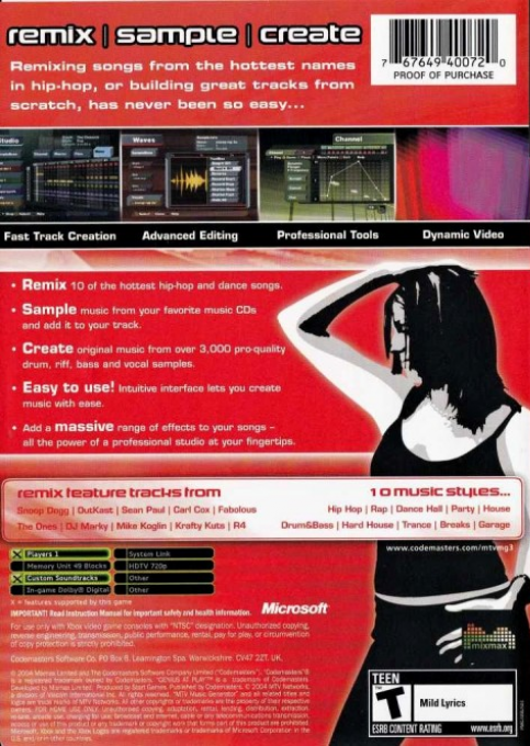 Mtv Music Generator 3 — box-2D-back (US)
