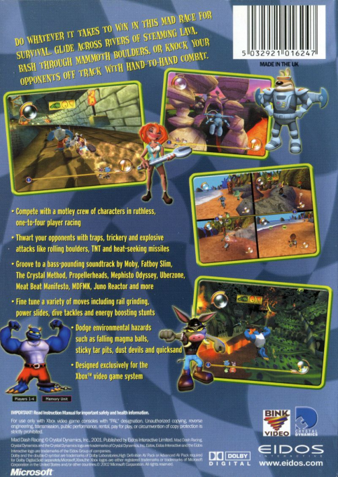 Mad Dash Racing — box-2D-back (UK)
