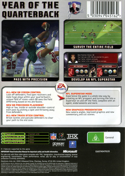 Madden NFL 06 — box-2D-back (AU)