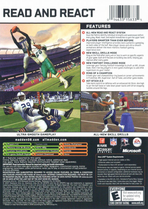 Madden NFL 08 — box-2D-back (US)
