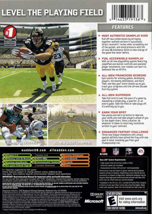 Madden Nfl 09 — box-2D-back (US)