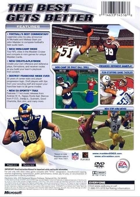 Madden NFL 2003 — box-2D-back (US)