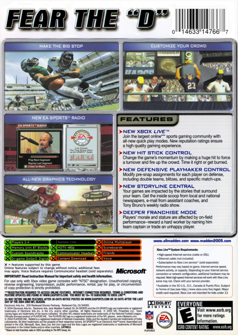 Madden NFL 2005 — box-2D-back (US)