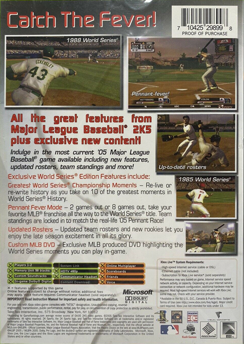 Major League Baseball 2K5 - World Series Edition — box-2D-back (US)