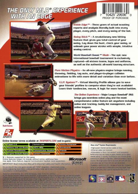 Major League Baseball 2K6 — box-2D-back (US)