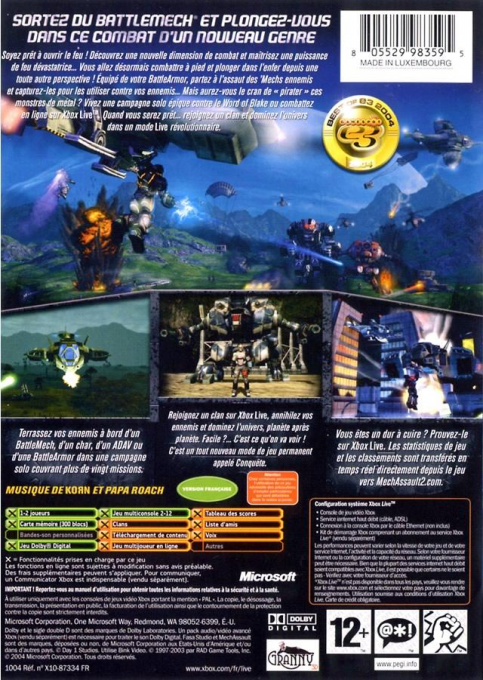Mechassault 2 - Lone Wolf — box-2D-back (FR)