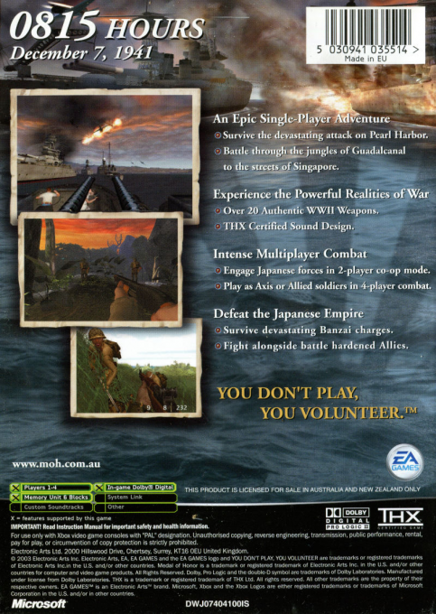 Medal of Honor - Rising Sun — box-2D-back (AU)