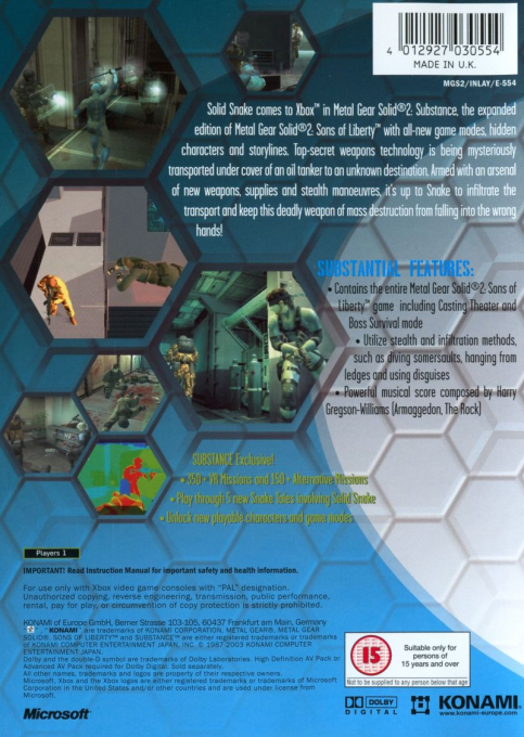 Metal Gear Solid 2 Substance — box-2D-back (UK)