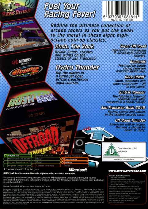 Midway Arcade Treasures 3 — box-2D-back (FI)