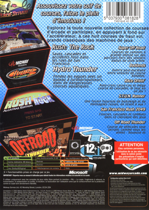Midway Arcade Treasures 3 — box-2D-back (FR)