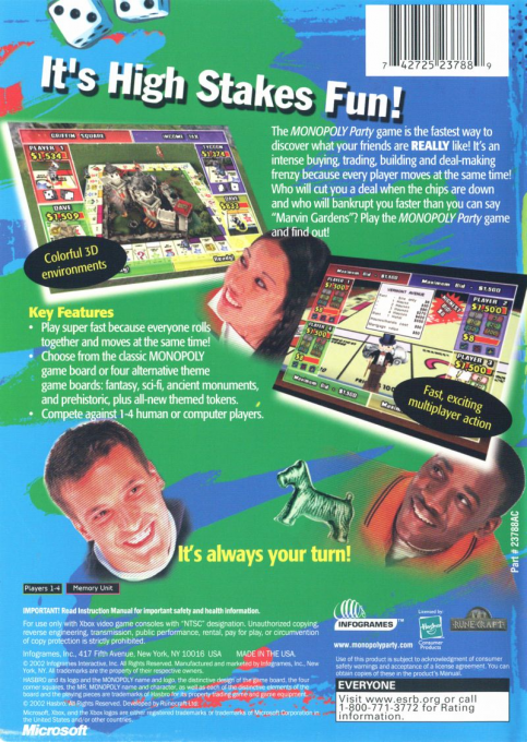 Monopoly Party — box-2D-back (US)