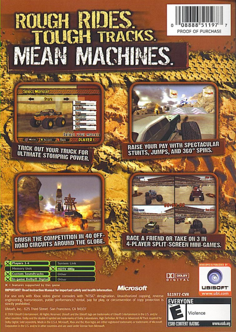 Monster 4x4 World Circuit — box-2D-back (US)