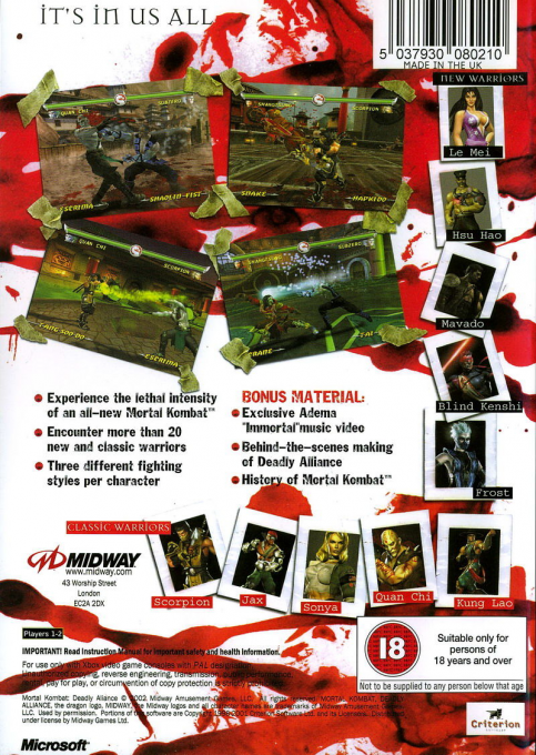 Mortal Kombat - Deadly Alliance — box-2D-back (UK)