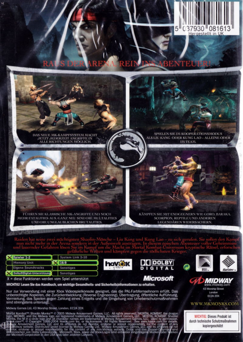 Mortal Kombat - Shaolin Monks — box-2D-back (DE)