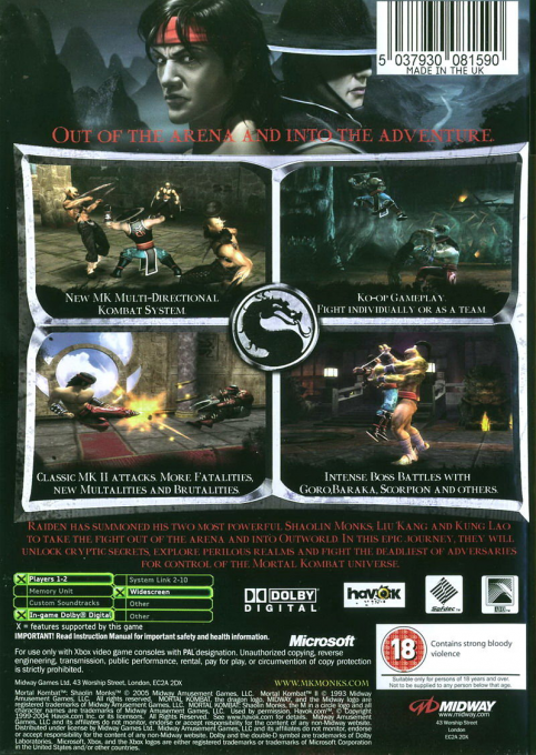 Mortal Kombat - Shaolin Monks — box-2D-back (UK)
