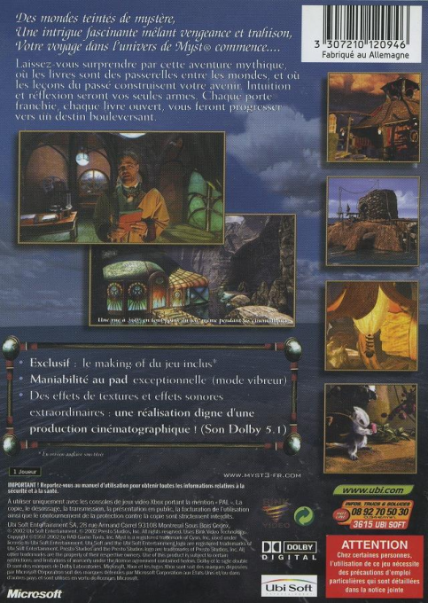 Myst 3 - Exile — box-2D-back (FR)