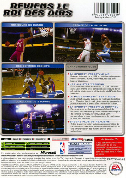 NBA Live 2005 — box-2D-back (FR)